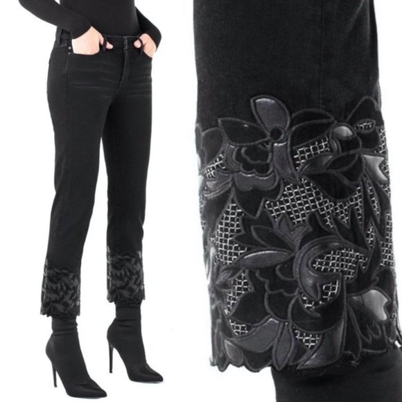 Liverpool Jeans Company Denim - Liverpool Kayden Floral Embroidered Black Jeans 6